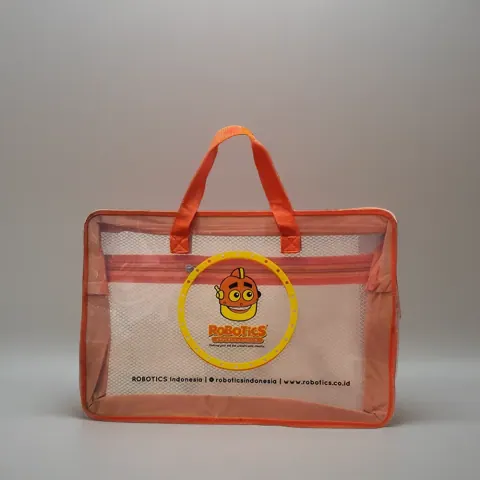 Zipper bag jaring bertali dengan logo Robotics Education Centre