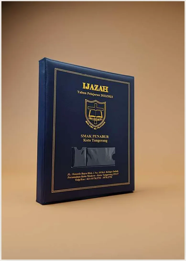 Sampul rapor press navy SMAK Penabur Kota Tangerang, hot print emas